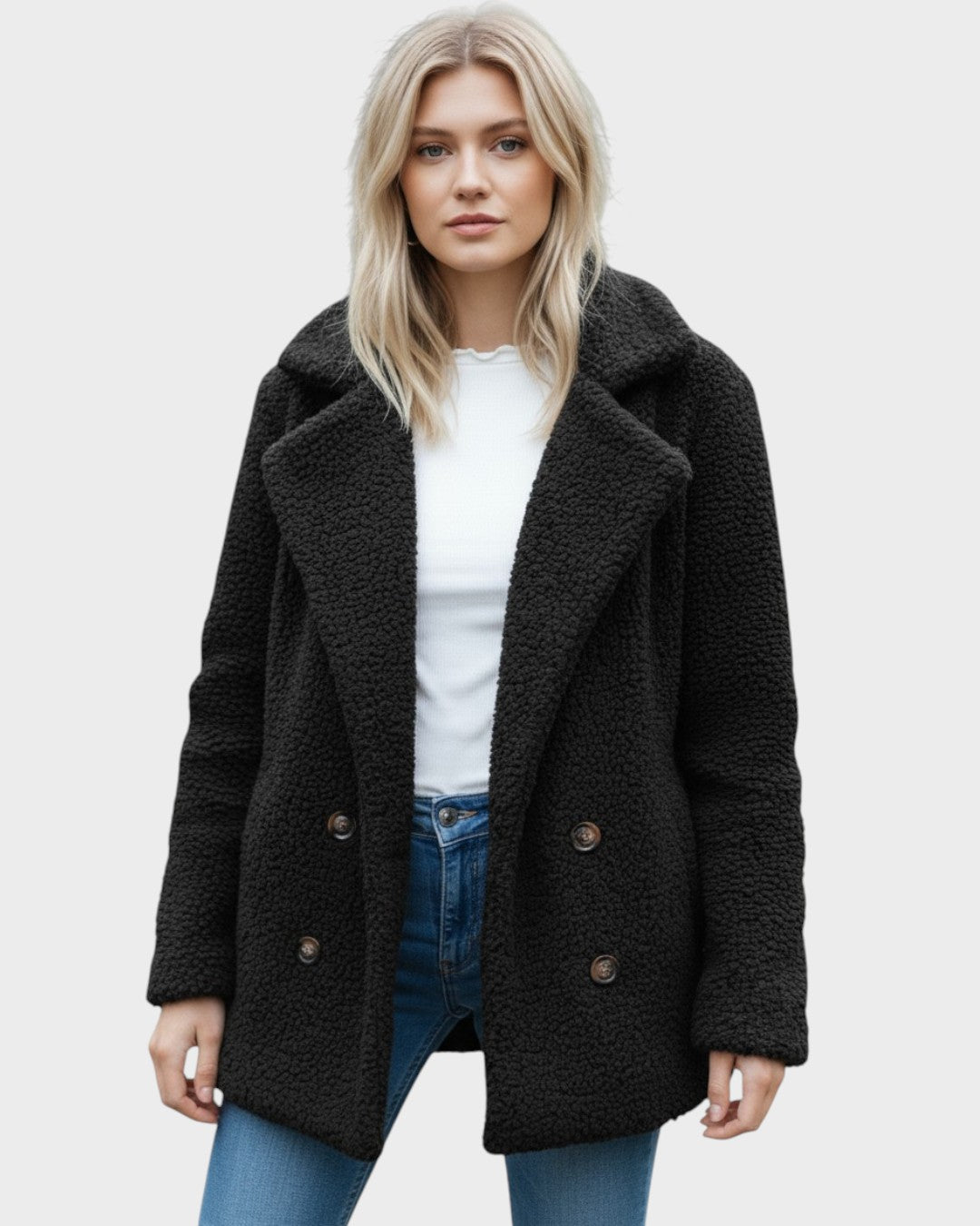 Ada | Cremefarbener Teddy-Kurzmantel