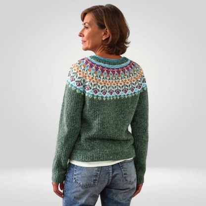 Agnes | Strickpullover mit Fair-Isle-Muster in Grün
