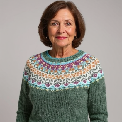 Agnes | Strickpullover mit Fair-Isle-Muster in Grün