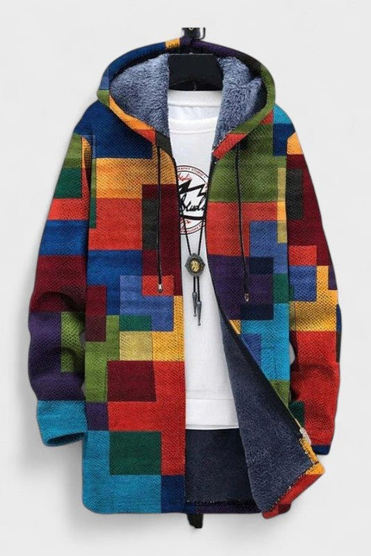 Adele | Bunte Colorblock-Kapuzenjacke mit Reißverschluss