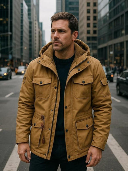 Adrian | Camelfarbene Outdoorjacke mit Kapuze