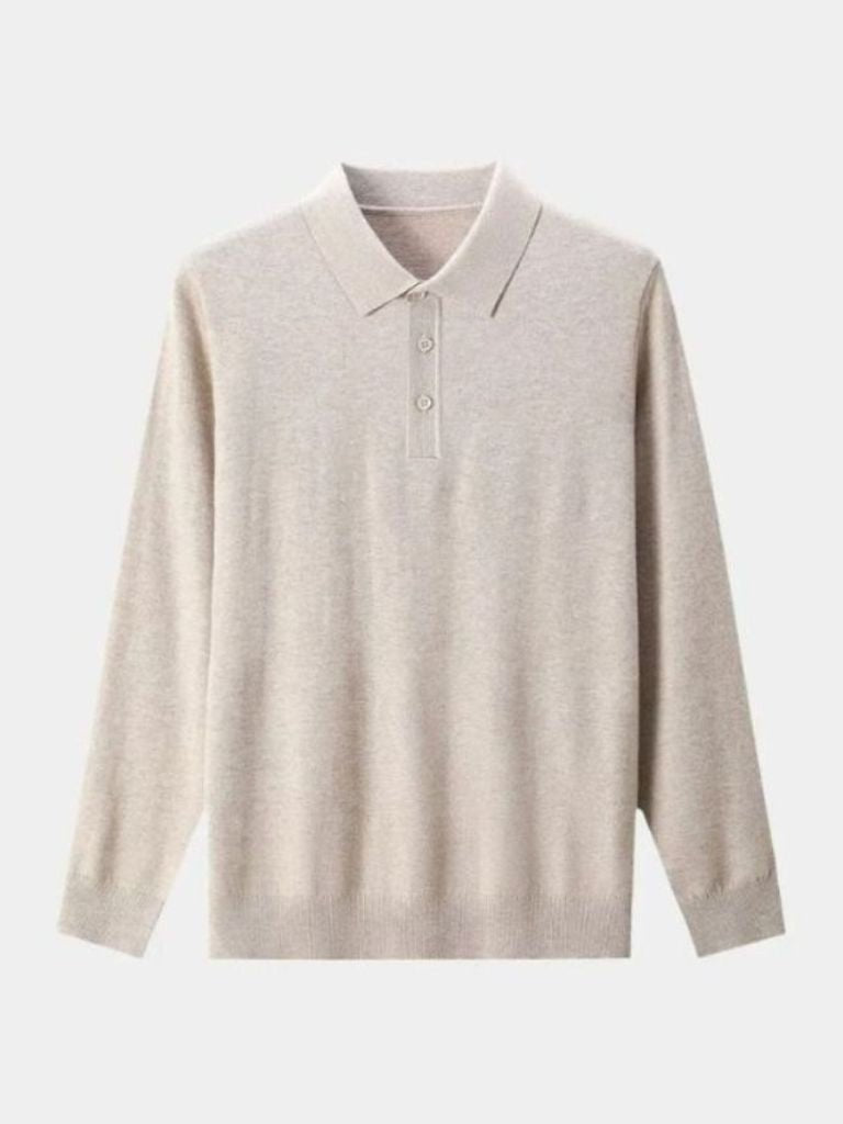 Adrian | Graues Langarm-Poloshirt