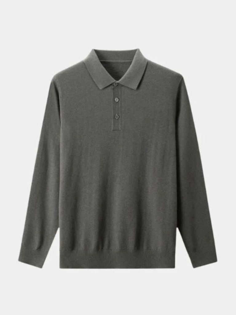 Adrian | Graues Langarm-Poloshirt