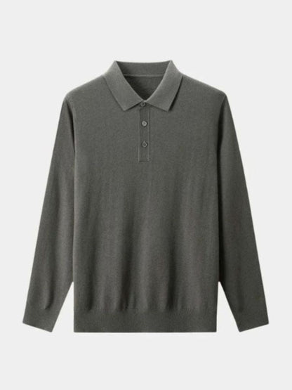 Adrian | Graues Langarm-Poloshirt