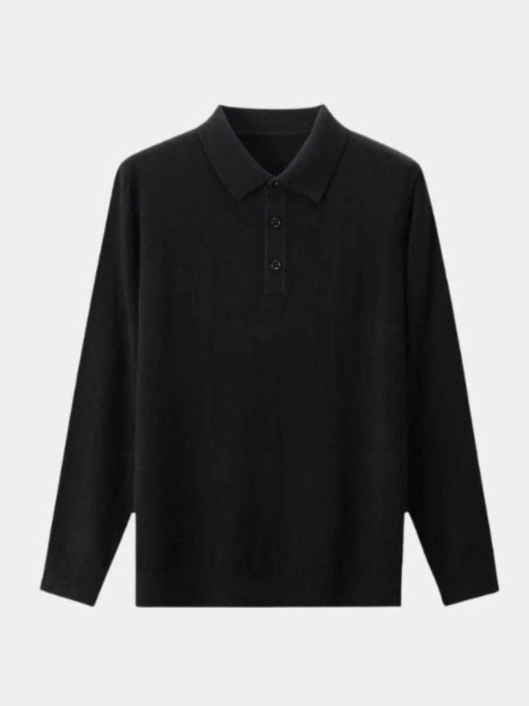 Adrian | Graues Langarm-Poloshirt