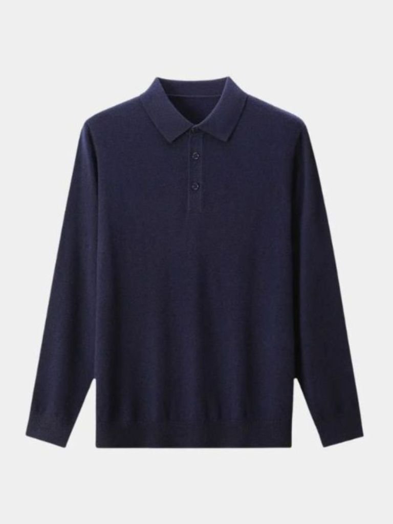 Adrian | Graues Langarm-Poloshirt