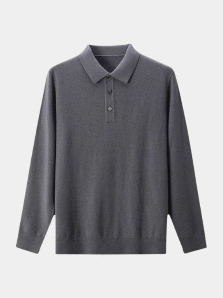 Adrian | Graues Langarm-Poloshirt