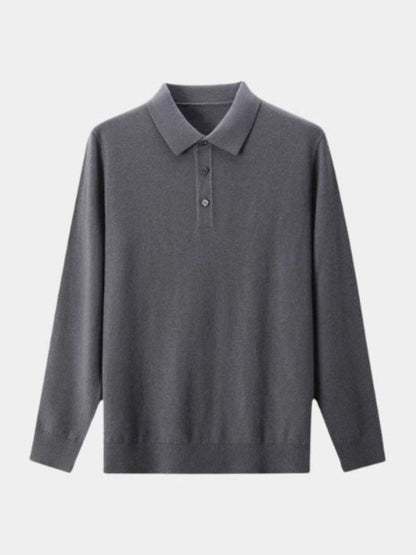 Adrian | Graues Langarm-Poloshirt
