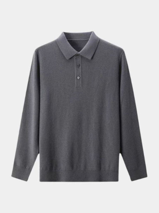 Adrian | Graues Langarm-Poloshirt