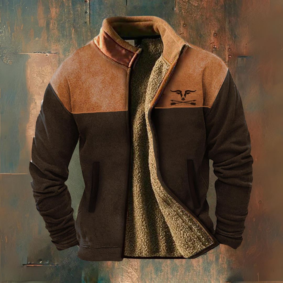 Adrian | Braun-schwarze Fleecejacke