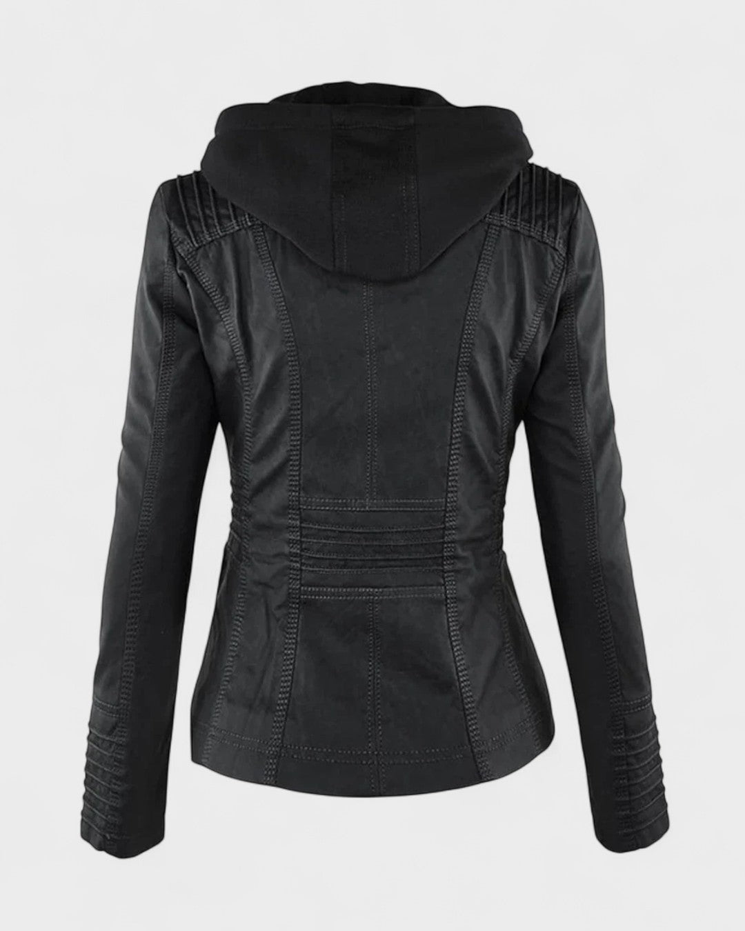 Roberta | Braune Kapuzenjacke in Lederoptik