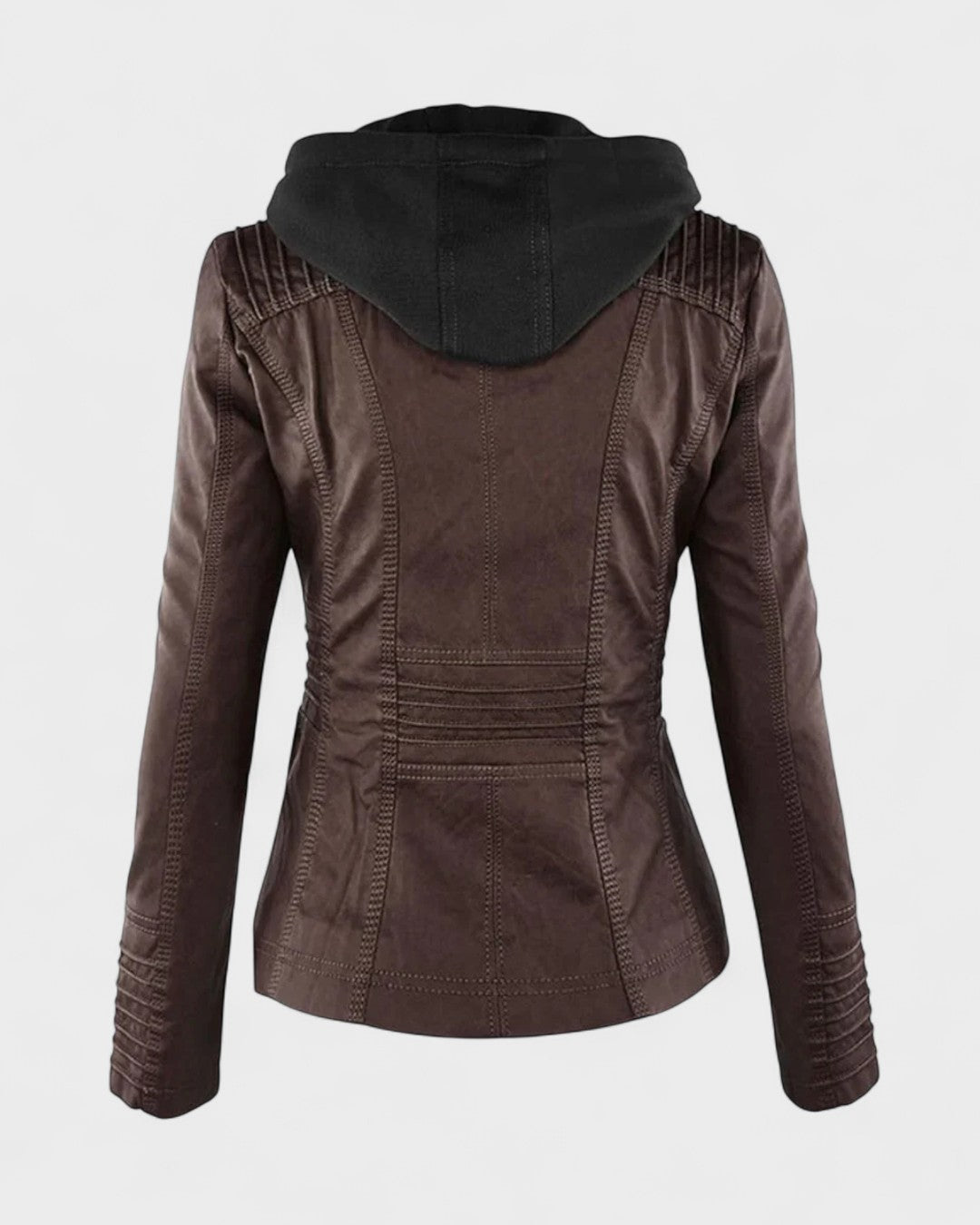 Roberta | Braune Kapuzenjacke in Lederoptik