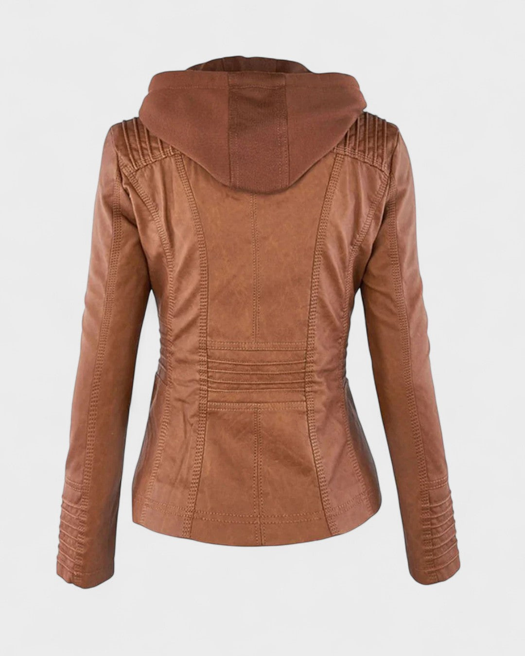 Roberta | Braune Kapuzenjacke in Lederoptik