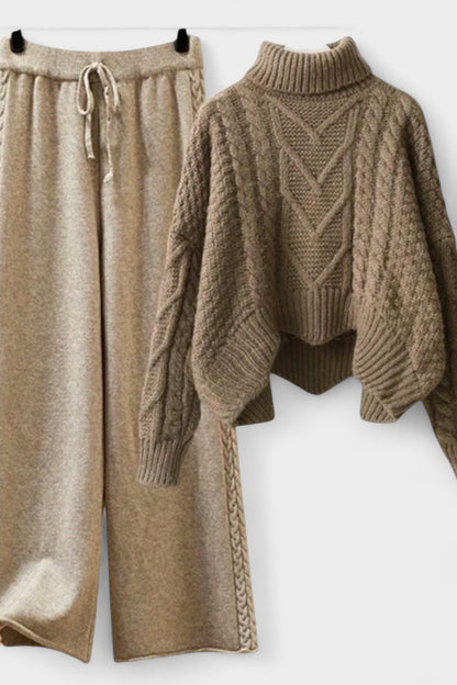 Roberta | Zopfmusterpullover & weite Strickhose Set