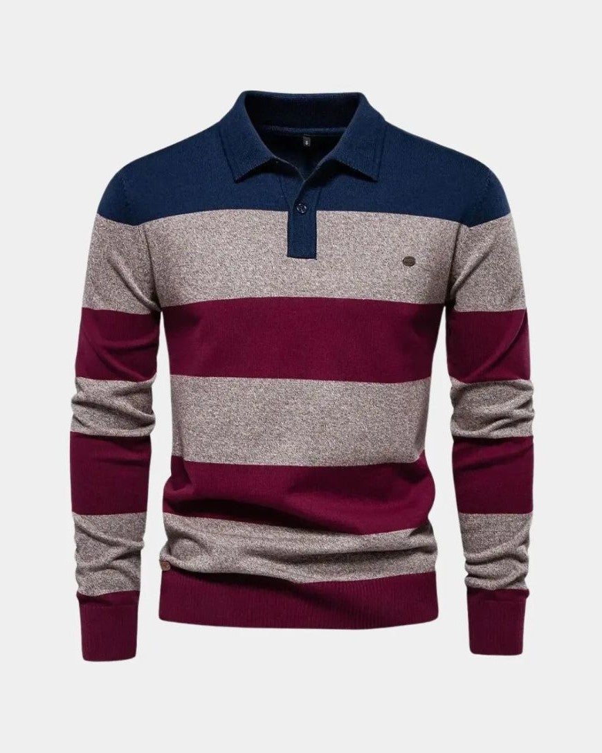 Arnold | Gestreiftes Langarm-Strickpolo