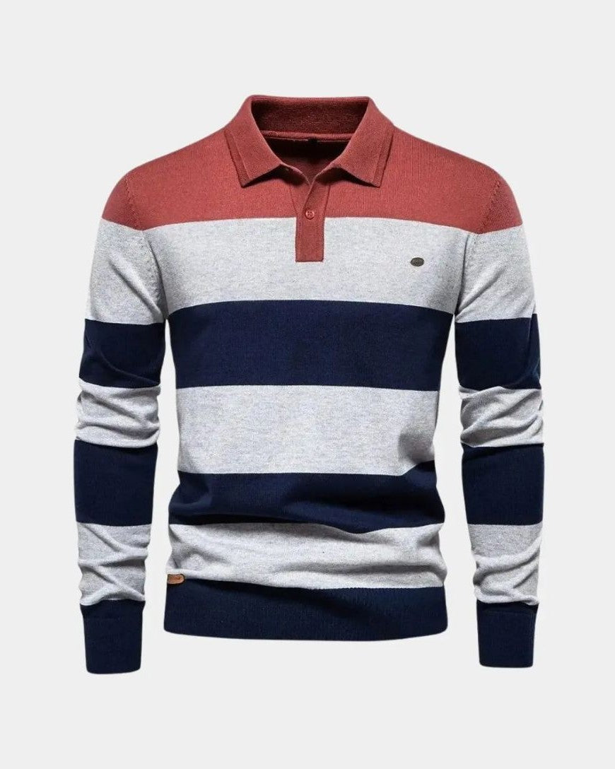 Arnold | Gestreiftes Langarm-Strickpolo