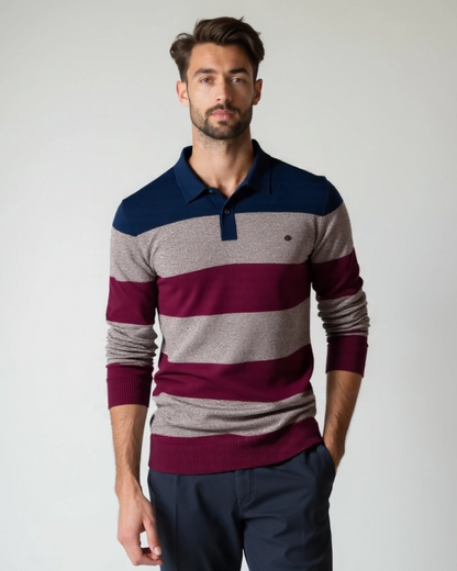 Arnold | Gestreiftes Langarm-Strickpolo