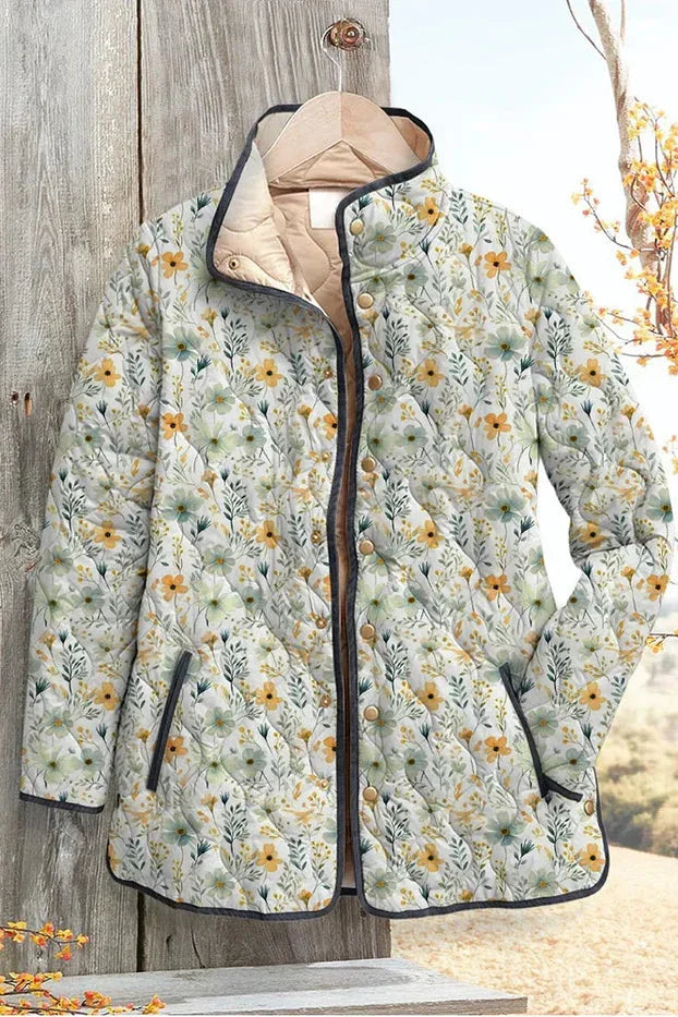 Alma | Helle gesteppte Jacke mit zartem Blumenmuster