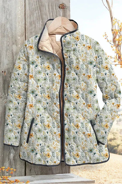 Alma | Helle gesteppte Jacke mit zartem Blumenmuster