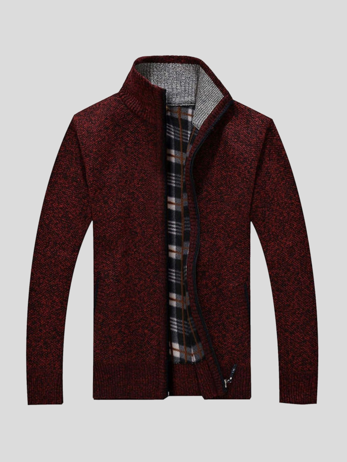 Alfons | Cremefarbene Strickjacke mit Reißverschluss