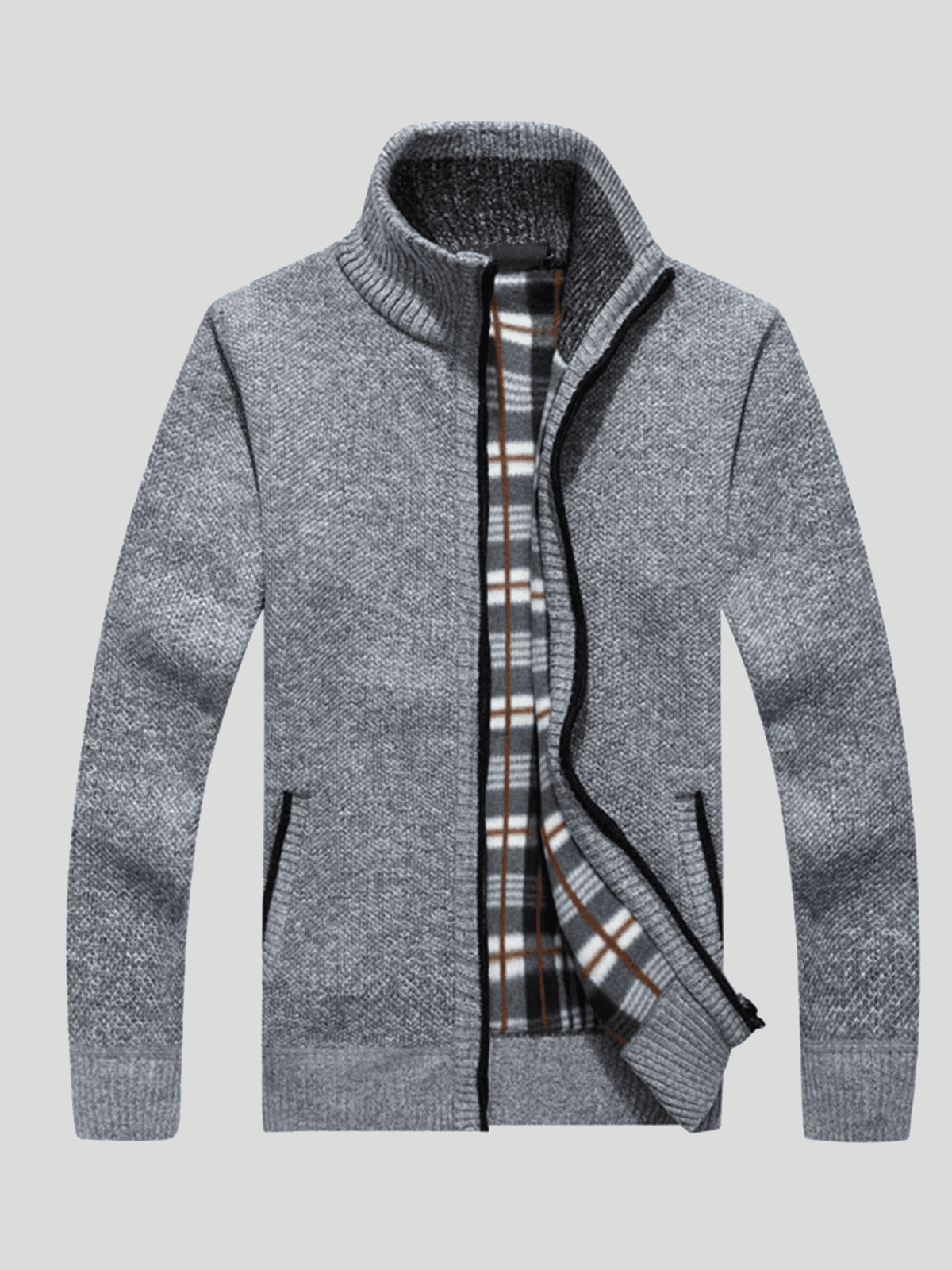 Alfons | Cremefarbene Strickjacke mit Reißverschluss