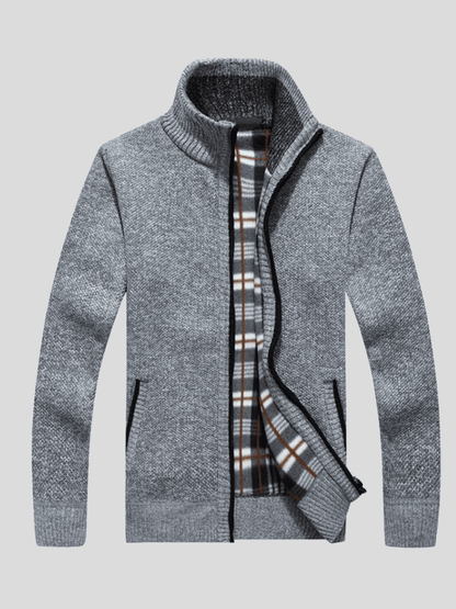 Alfons | Cremefarbene Strickjacke mit Reißverschluss