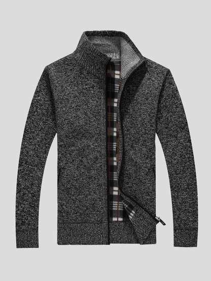 Alfons | Cremefarbene Strickjacke mit Reißverschluss