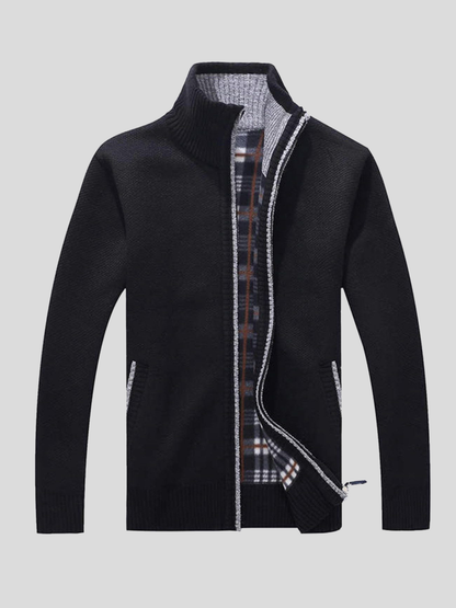 Alfons | Cremefarbene Strickjacke mit Reißverschluss