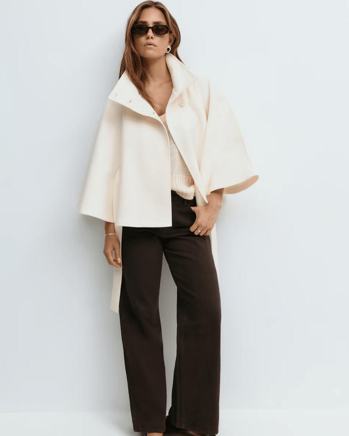 Amelia | Camelfarbener Cape-Mantel mit Gürtel