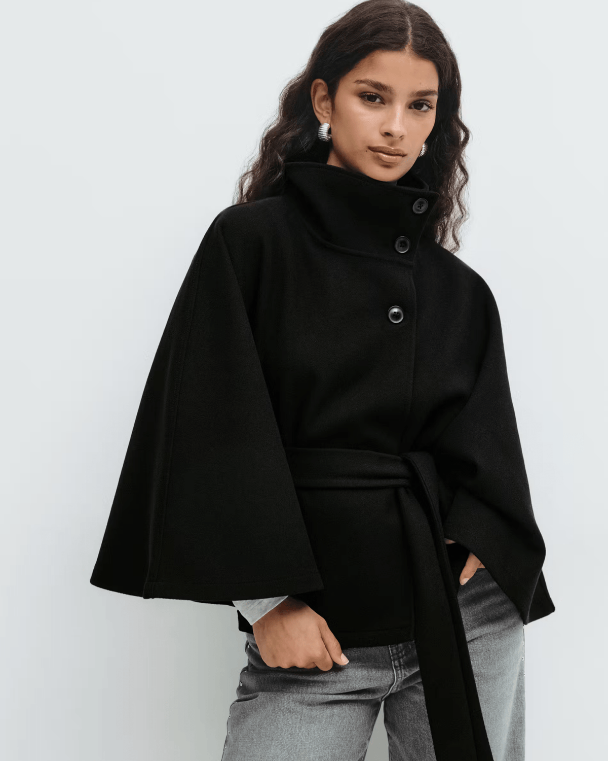 Amelia | Camelfarbener Cape-Mantel mit Gürtel