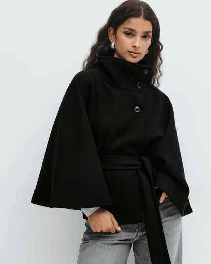 Amelia | Camelfarbener Cape-Mantel mit Gürtel