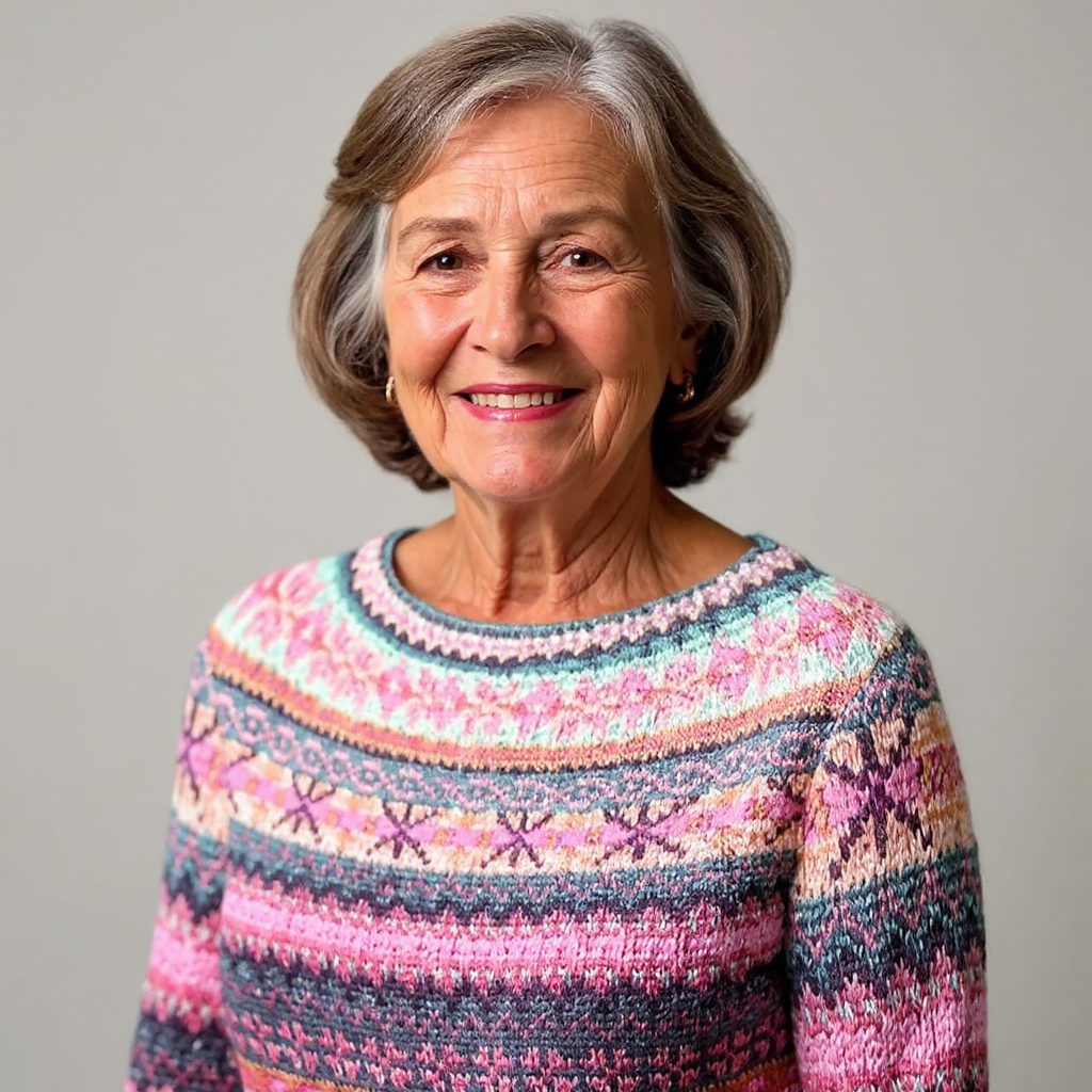 Annemarie | Bunter Strickpullover mit Fair-Isle-Muster in Rosa