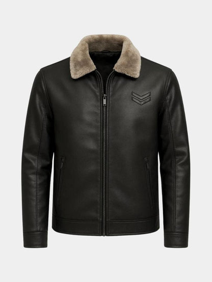 August | Schwarze Jacke mit Teddykragen