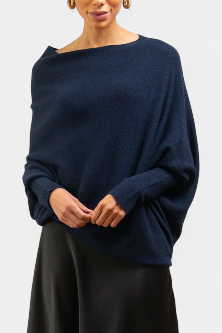 Andrea | Olivgrüner schulterfreier Pullover