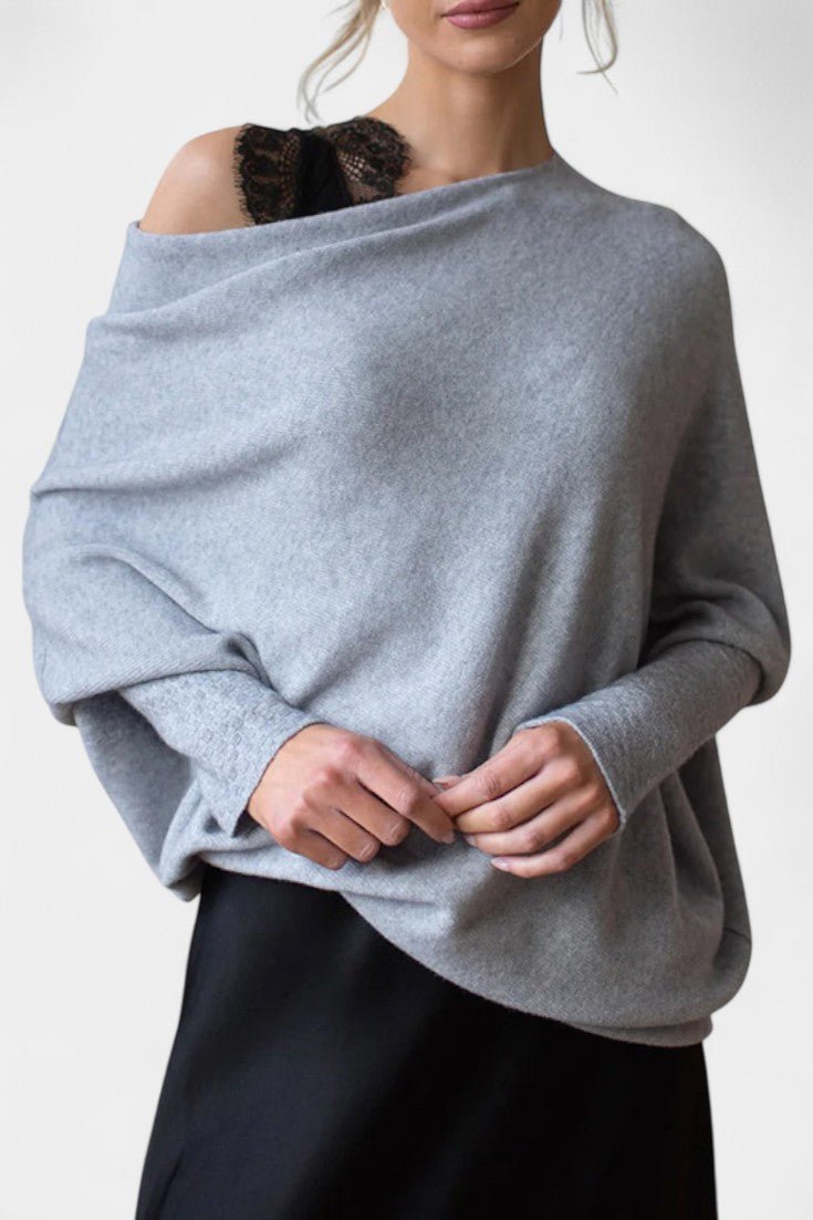 Andrea | Olivgrüner schulterfreier Pullover