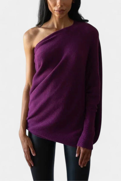 Andrea | Olivgrüner schulterfreier Pullover