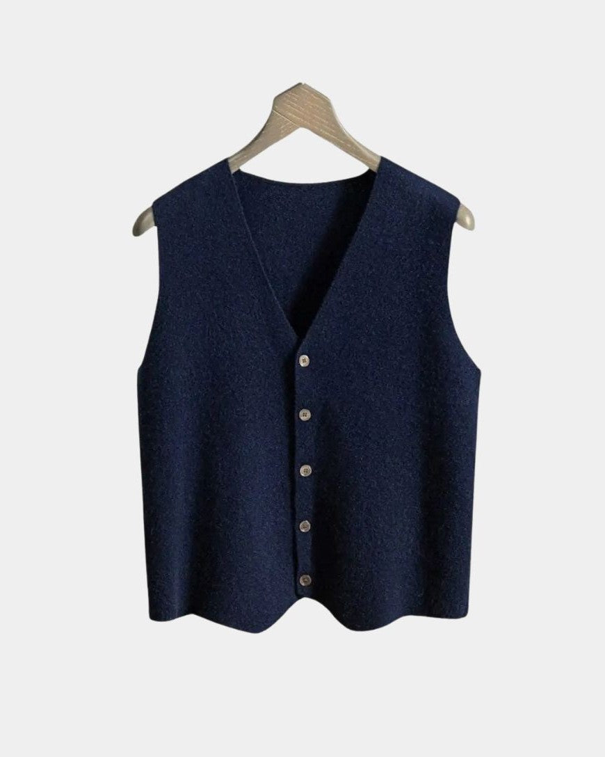 Anselm | Dunkelblaue Strickweste mit Knöpfen
