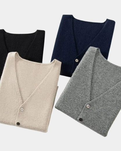 Anselm | Dunkelblaue Strickweste mit Knöpfen