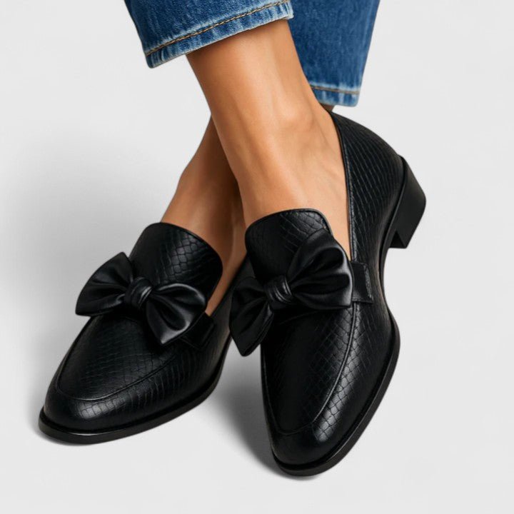 Annette | Schwarzer Loafer mit Schleife