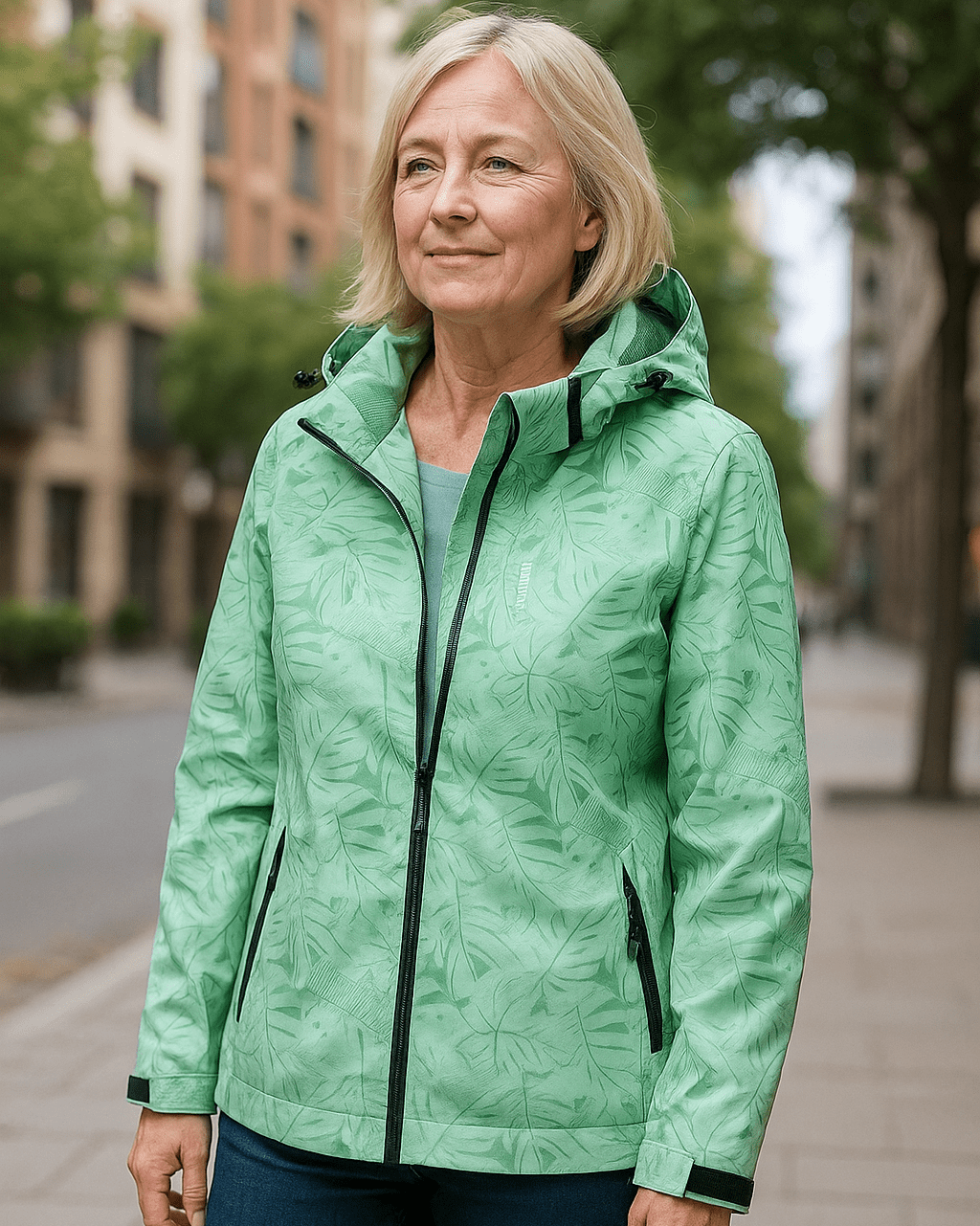 Annette | Wasserabweisende Kapuzenjacke mit Blumenmuster