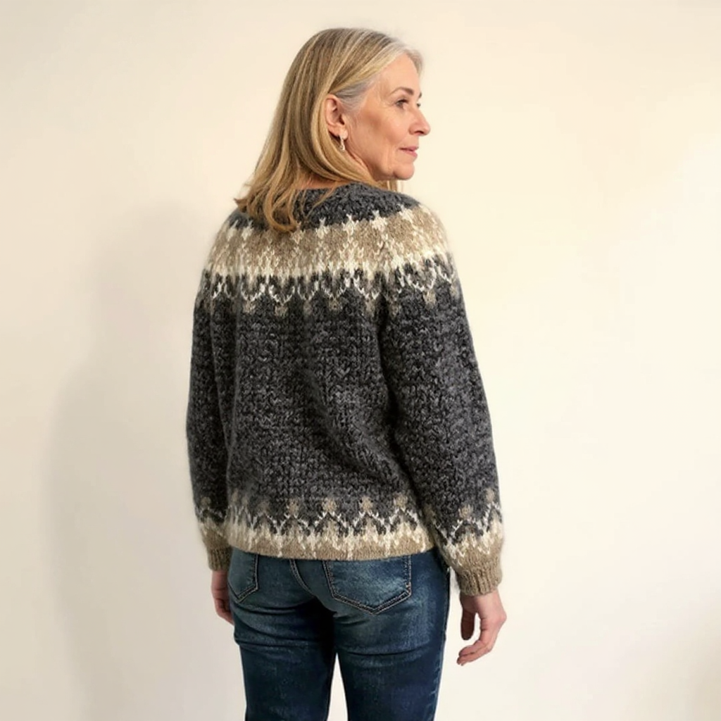 Anneliese | Strickpullover mit Fair-Isle-Muster in Anthrazit