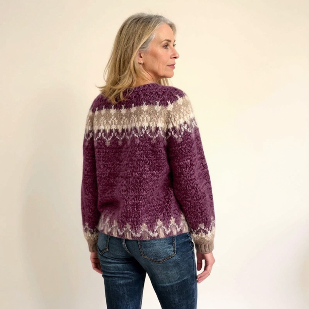 Anneliese | Strickpullover mit Fair-Isle-Muster in Anthrazit