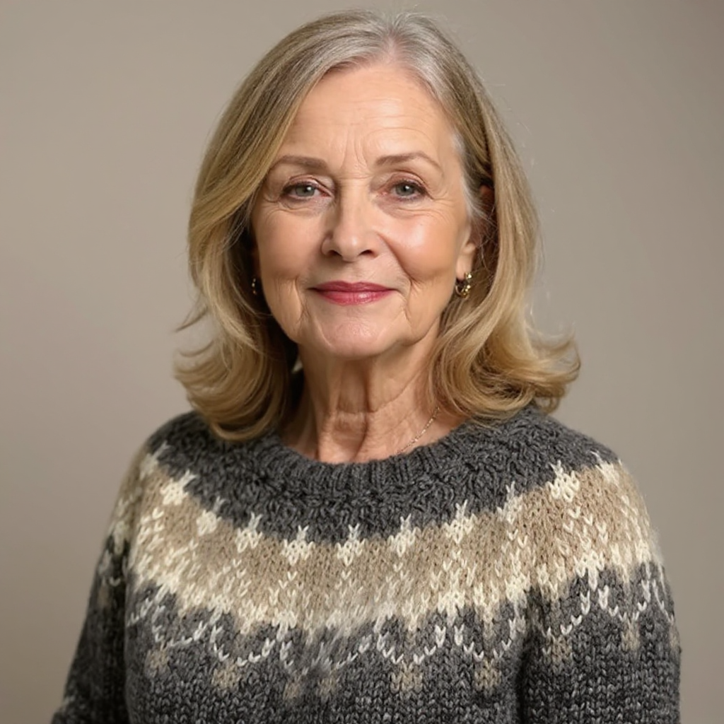 Anneliese | Strickpullover mit Fair-Isle-Muster in Anthrazit