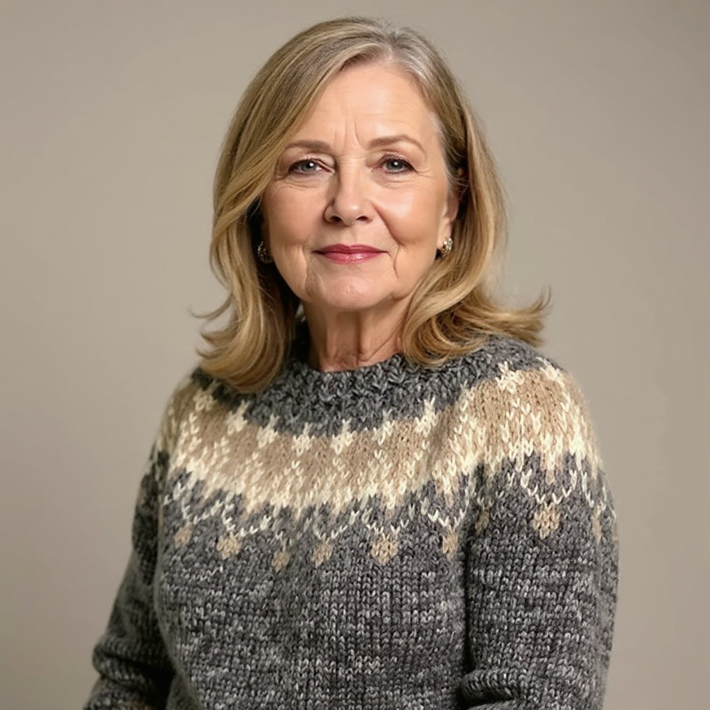 Anneliese | Strickpullover mit Fair-Isle-Muster in Anthrazit