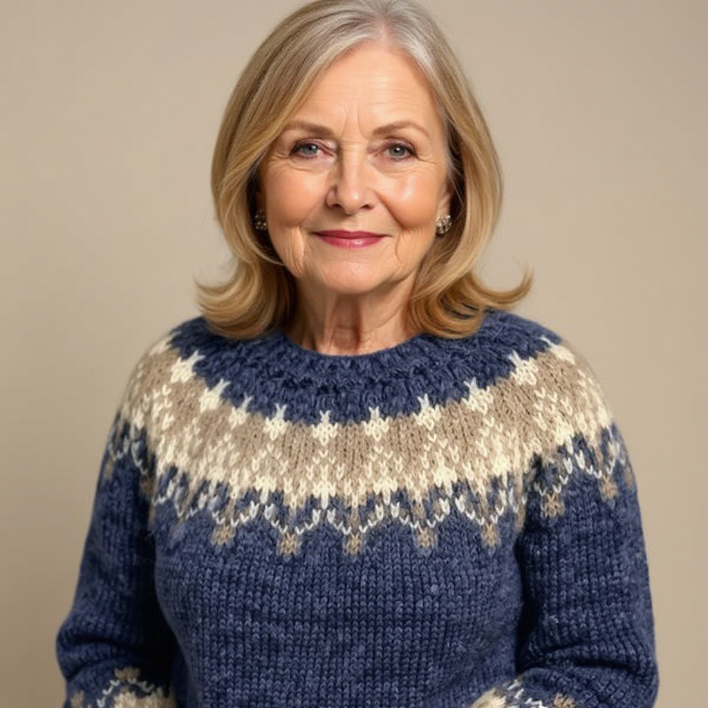 Anneliese | Strickpullover mit Fair-Isle-Muster in Anthrazit