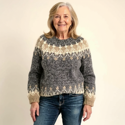 Anneliese | Strickpullover mit Fair-Isle-Muster in Anthrazit