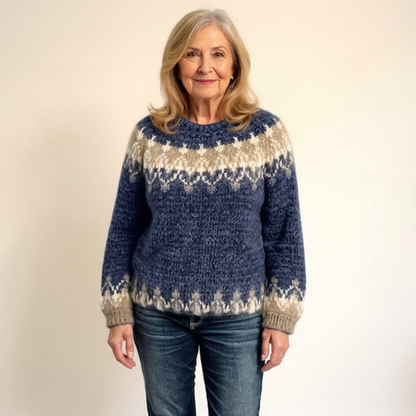 Anneliese | Strickpullover mit Fair-Isle-Muster in Anthrazit