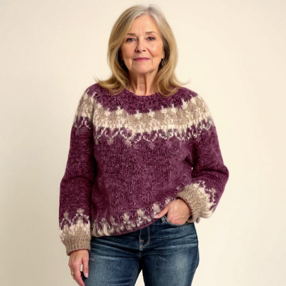 Anneliese | Strickpullover mit Fair-Isle-Muster in Anthrazit