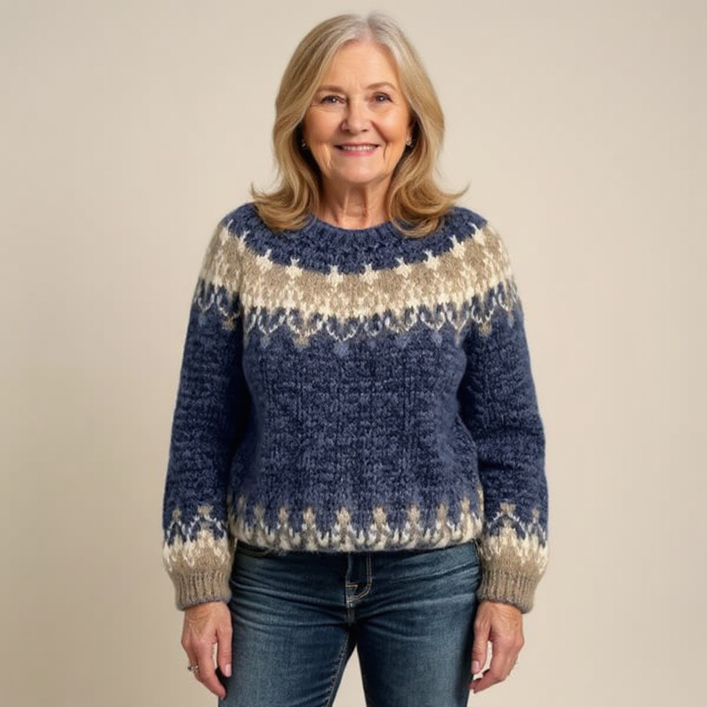 Anneliese | Strickpullover mit Fair-Isle-Muster in Anthrazit
