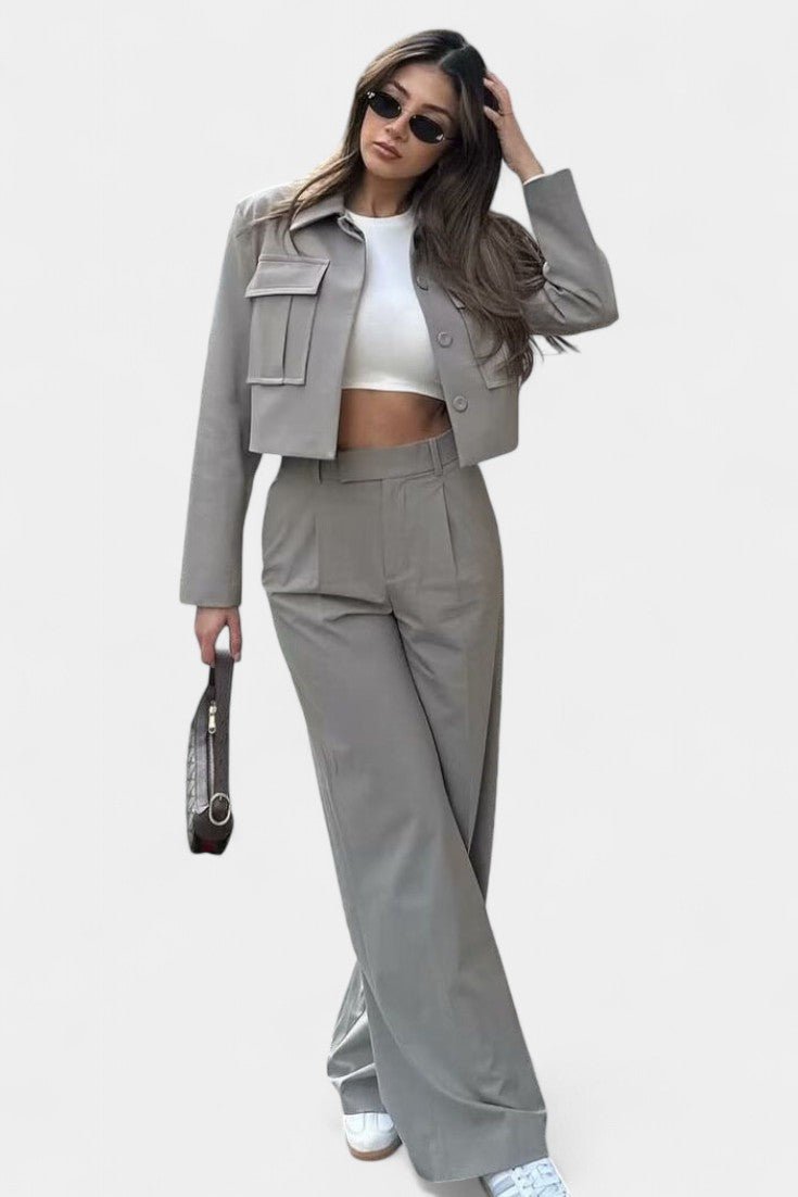 Anna | Kurze Jacke & weite Hose Set